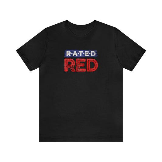 Rated Red American Flag Logo Tee