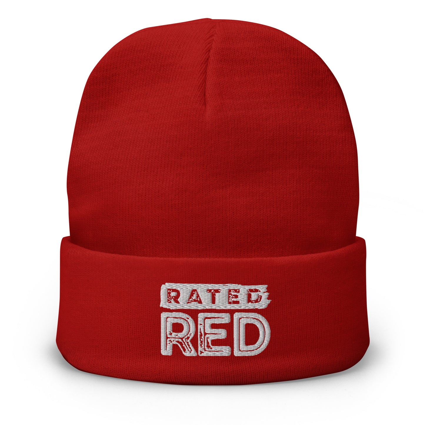 Rated Red Embroidered Beanie