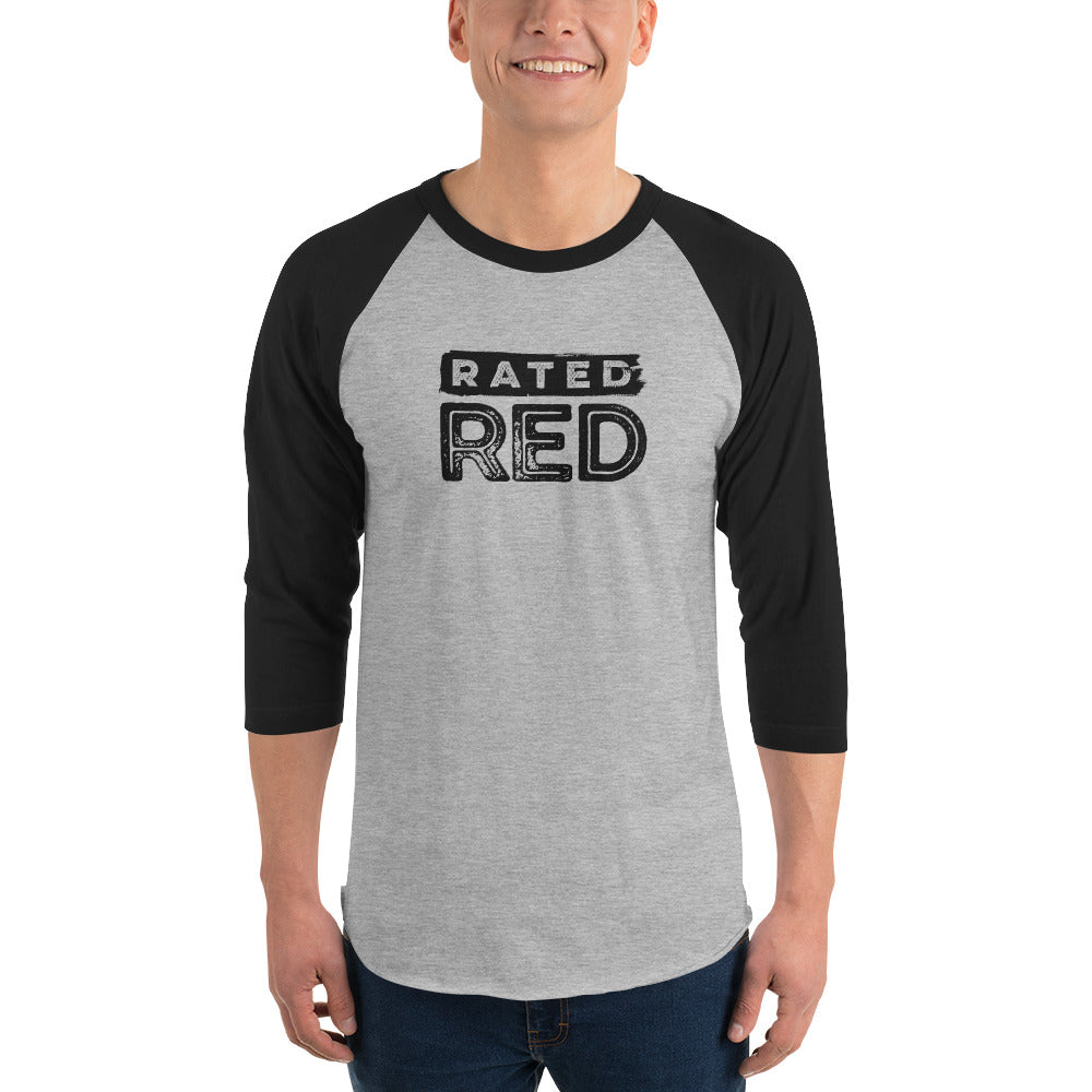 Rated Red Logo Black 3/4 Sleeve Tee