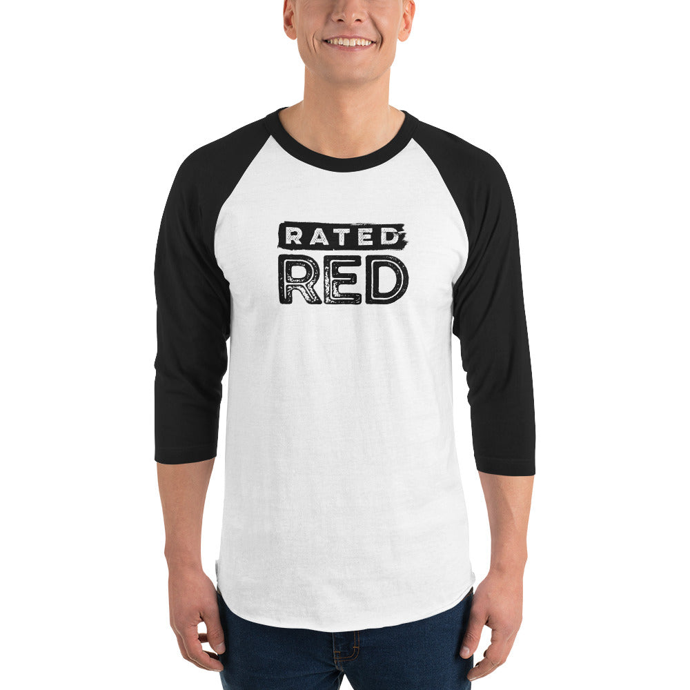 Rated Red Logo Black 3/4 Sleeve Tee