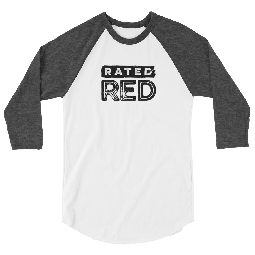 Rated Red Logo Black 3/4 Sleeve Tee