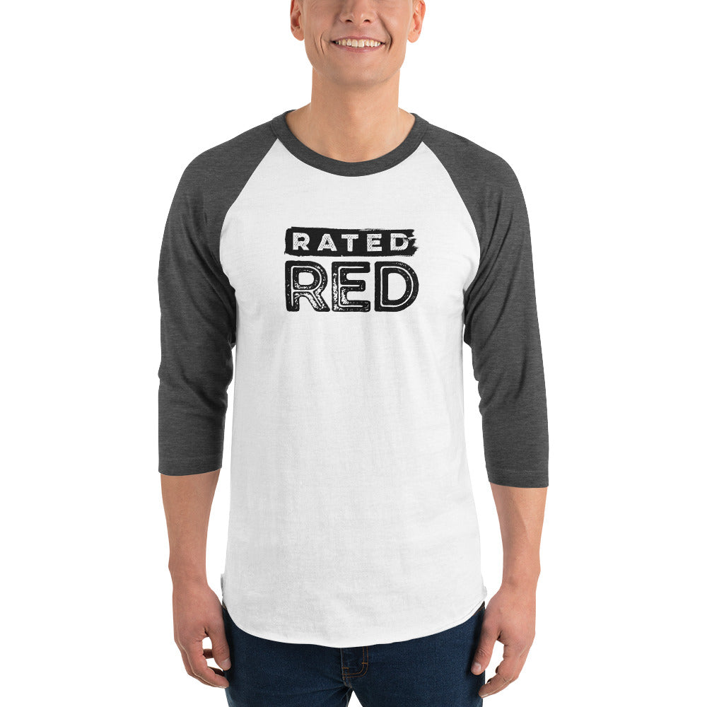 Rated Red Logo Black 3/4 Sleeve Tee
