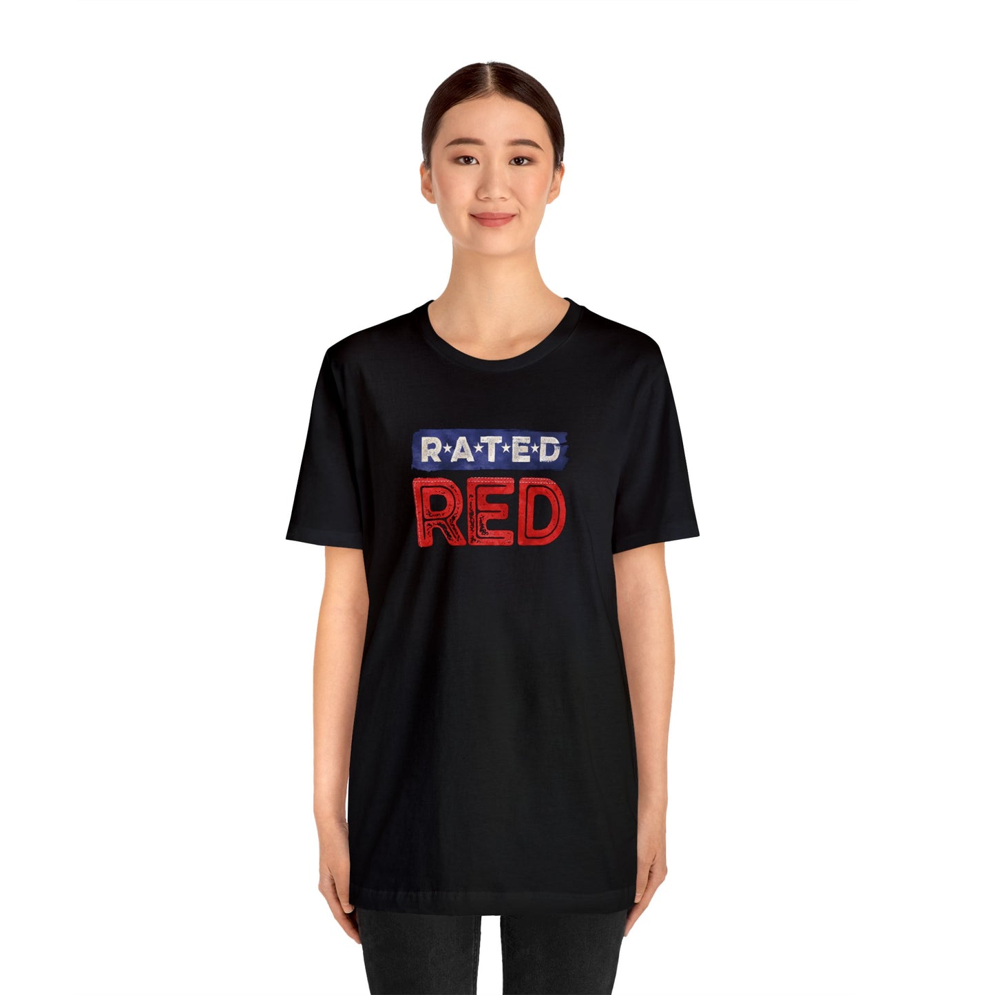 Rated Red American Flag Logo Tee