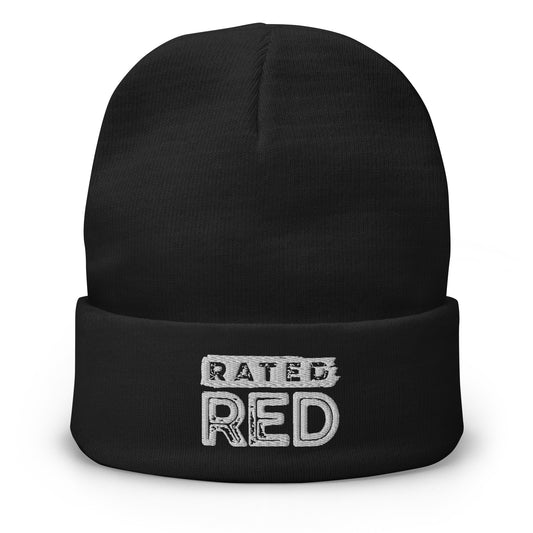 Rated Red Embroidered Beanie