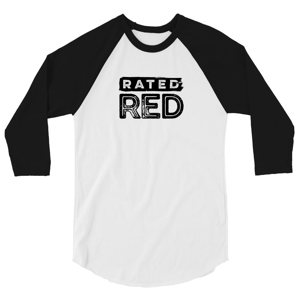 Rated Red Logo Black 3/4 Sleeve Tee